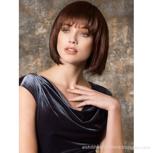 Aishili Short human hair wigs Silky straight wig for women Wholesale fashion wig